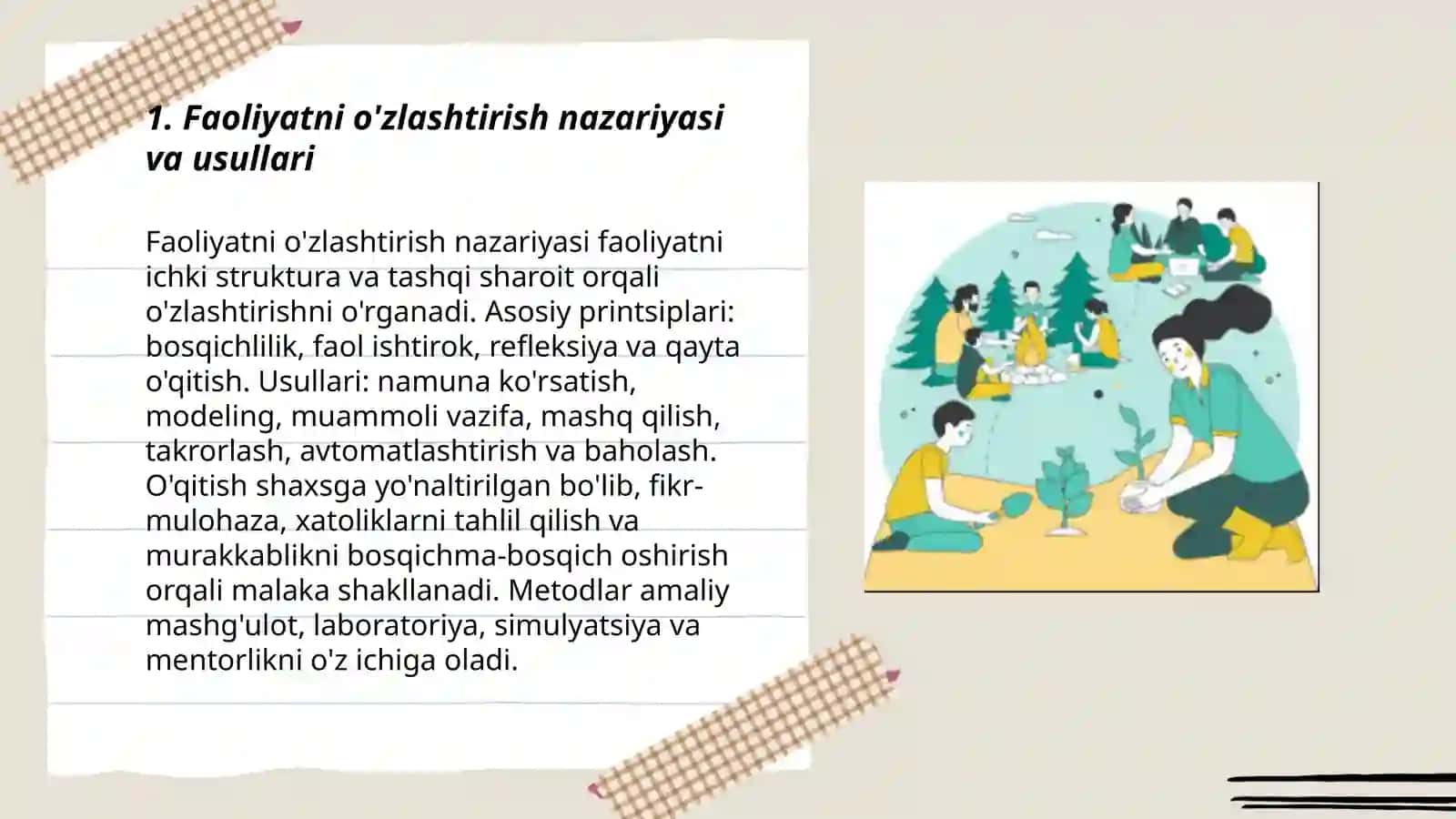 Faoliyatning o'zlashtirilishi va malakalarni egallash 3