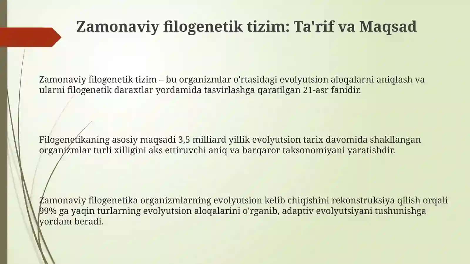 Zamonaviy Filogenetik Sistema 3