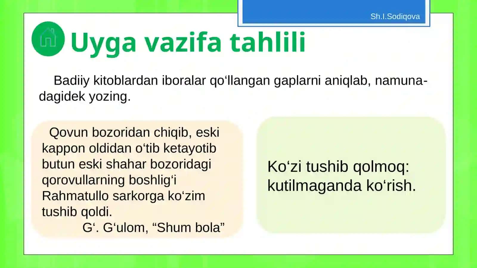 6-sinf Ona tili fani Otlarning lug'aviy shakllari dars taqdimot 3