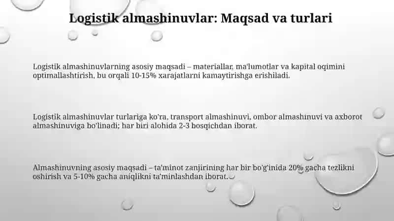 Logistik almashinuvi 3