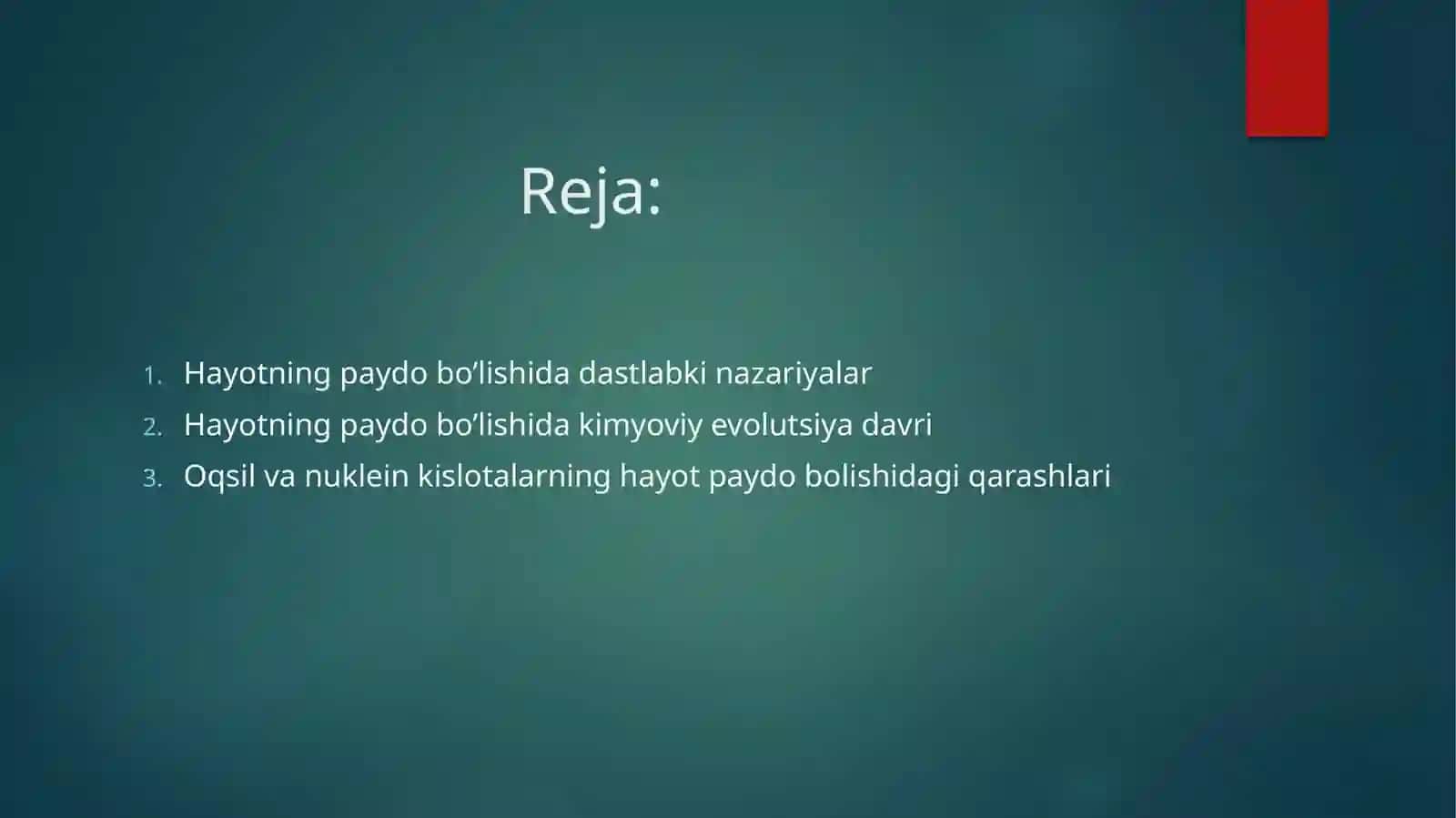 Hayotpaydo bo lishi haqidagi zamonaviy tasavvurlar 3