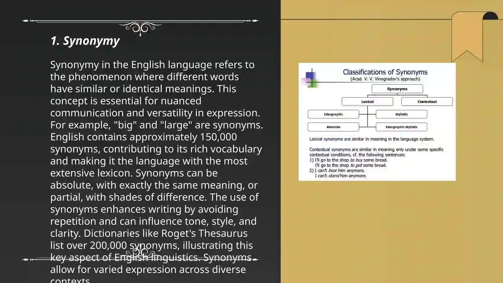Synonymy in the English language 3