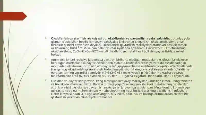 OKSIDLANISH-QAYTARISH REAKSIYALARI 3