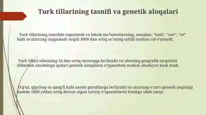 Turk tillarining tasnifi va genetik aloqalari 3