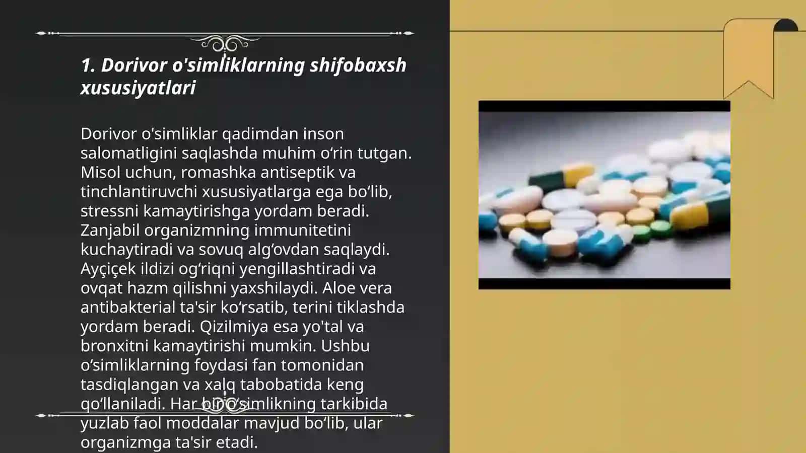 Tabobatda dorivor o'simliklar ahamiyati 3