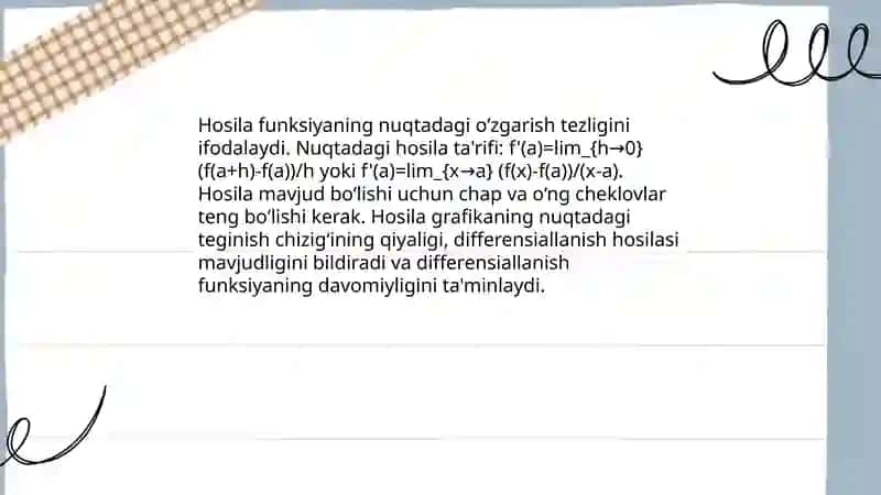 Asosiy elementar funksiyalarning hosilalari 3