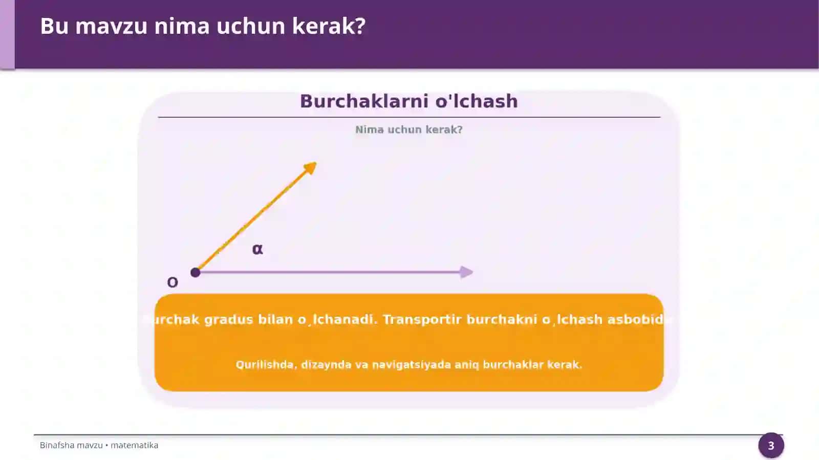 Burchaklarni o'lchash 3