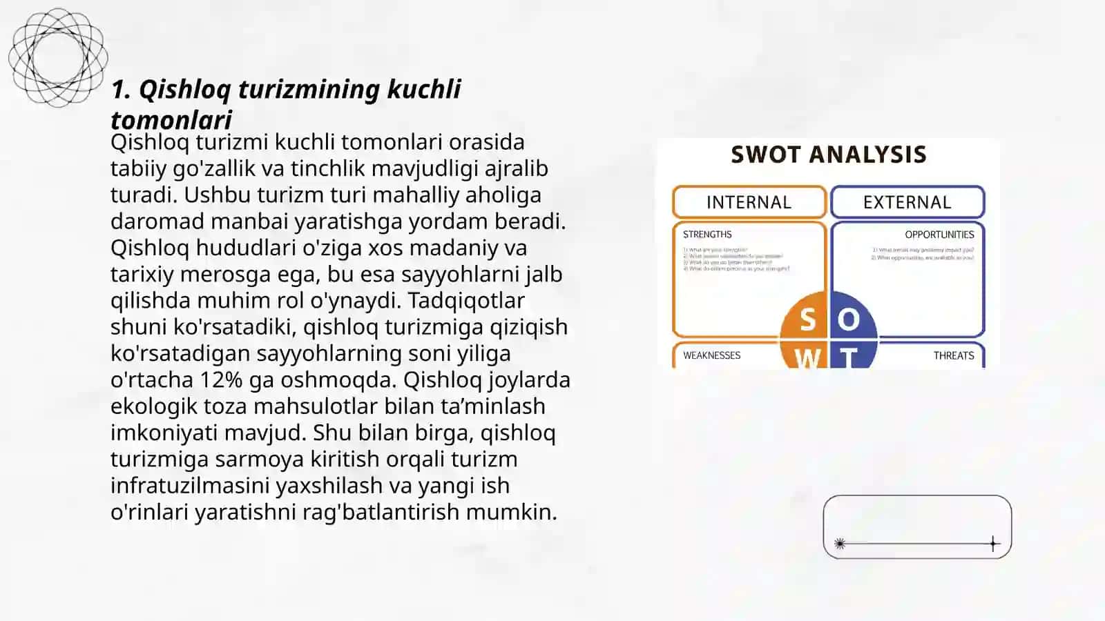 Qishloq turizmi swot tahlili 3