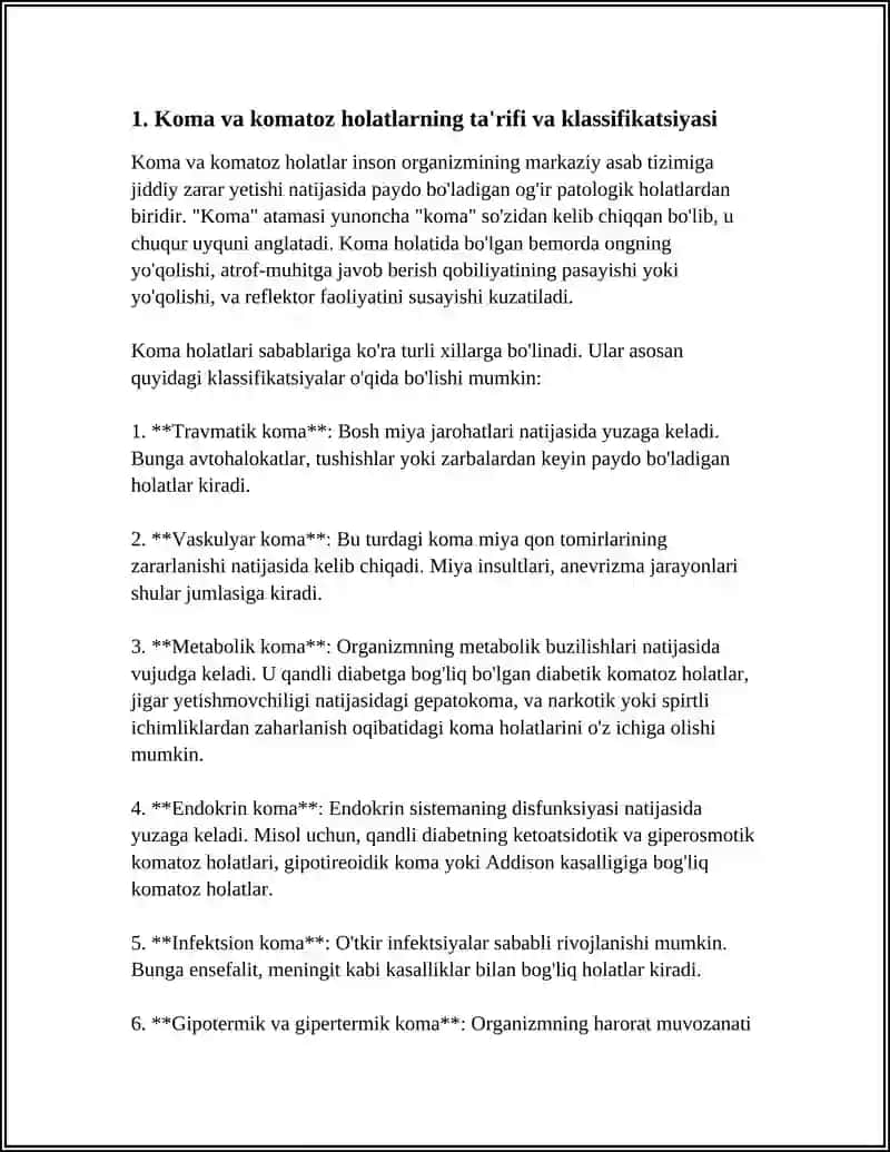 Koma, komatoz holatlar 3
