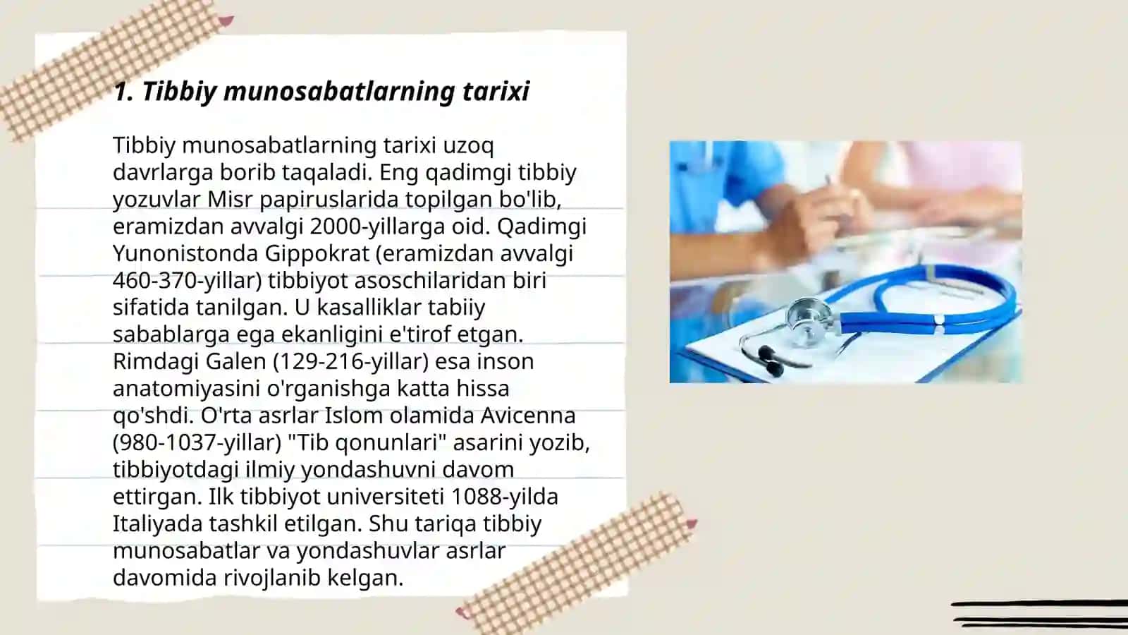 Tibbiy munasabotlar va unga to'siqlari 3