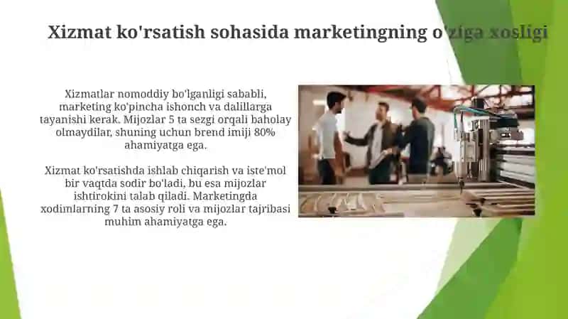Xizmat ko'rsatish sohasida marketing 3