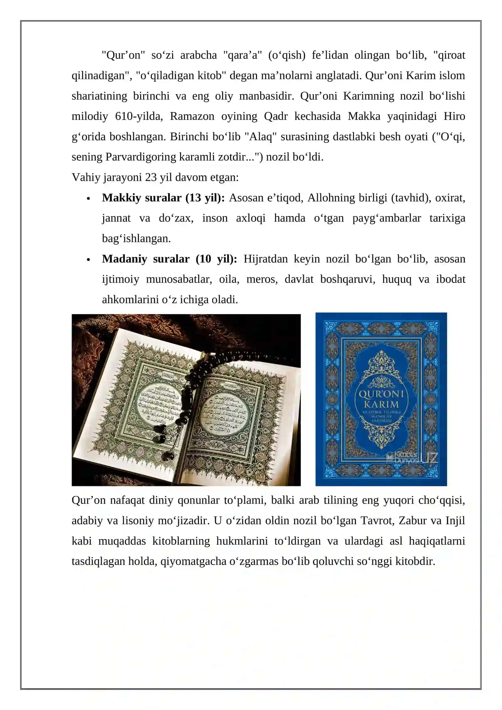 Islom dinining muqaddas manbalari 3