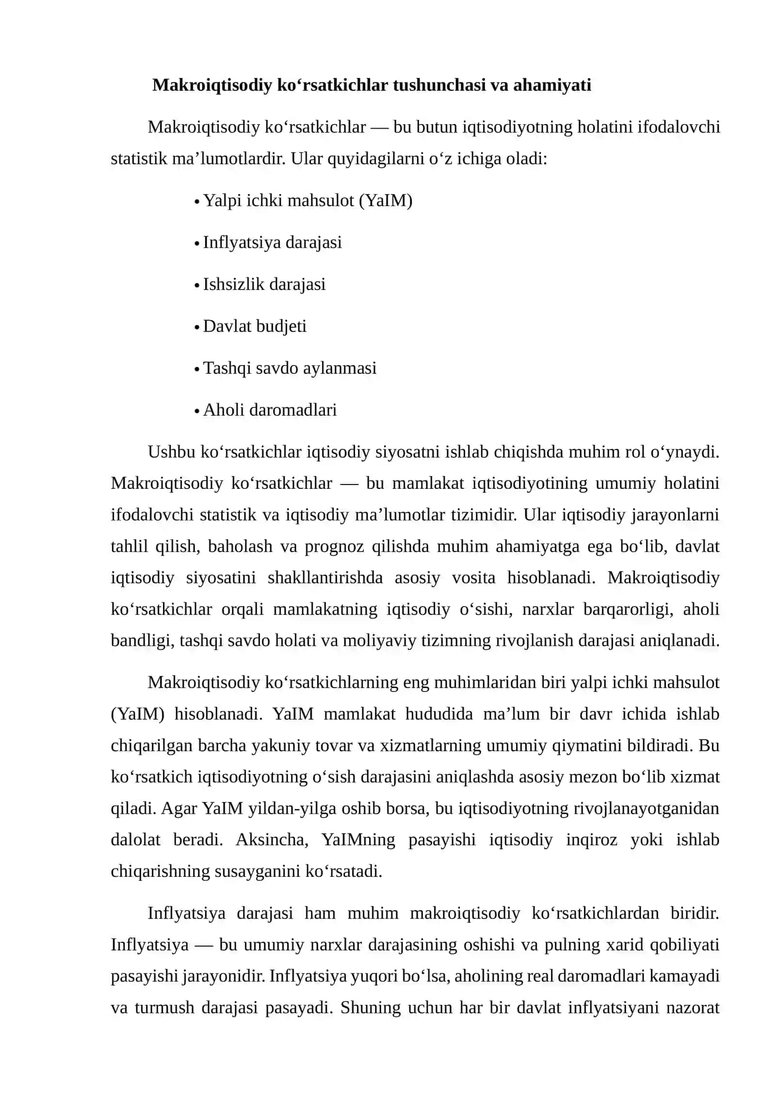 O'ZBEKISTON RESPUBLIKASI RIVOJLANISHINING MAKROIQTISODIY KO‘RSATKICHLARI TAHLILI 3