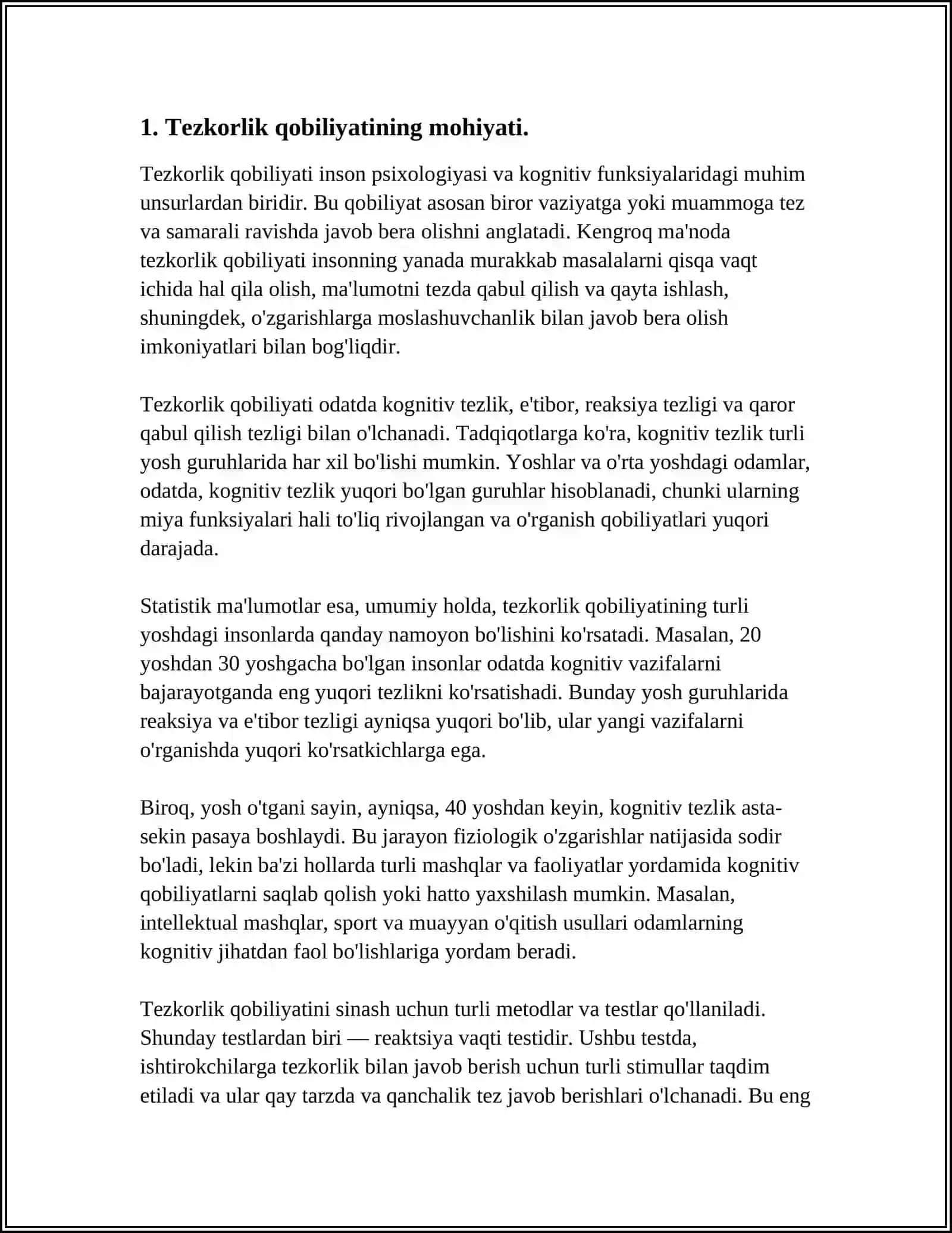 TEZKORLIK QOBILYATINI TARBIYALASH 3
