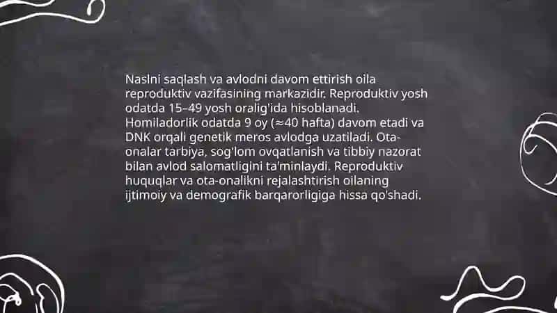 Oilaning reproductive vazifalari 3