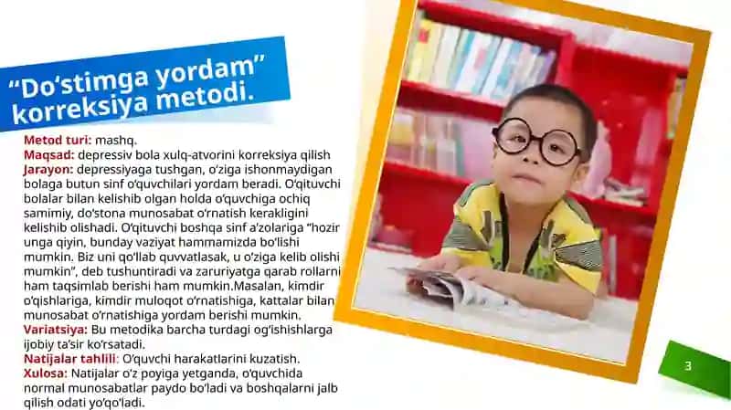 "Do'stimga yordam" korreksiya metodi 3