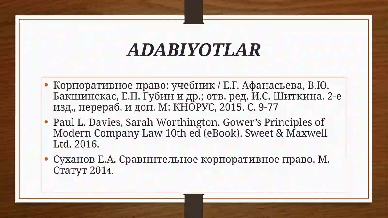 Korporativ huquqning umumiy qoidalari 3