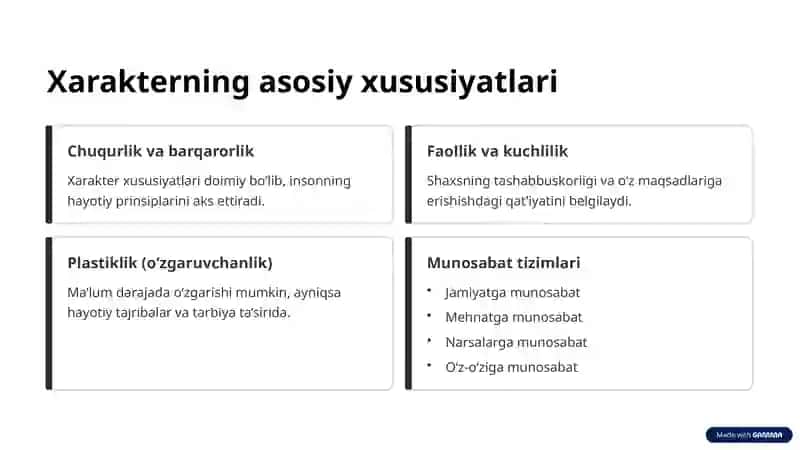 Xarakter va uning xususiyatlari.Qobilyat va istedod 3