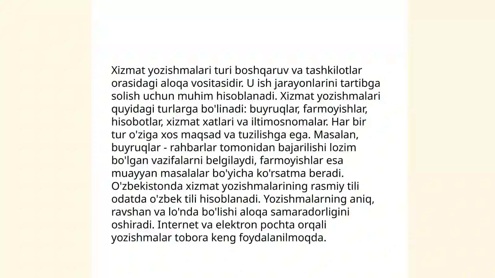 Xizmat yozishmalari 3