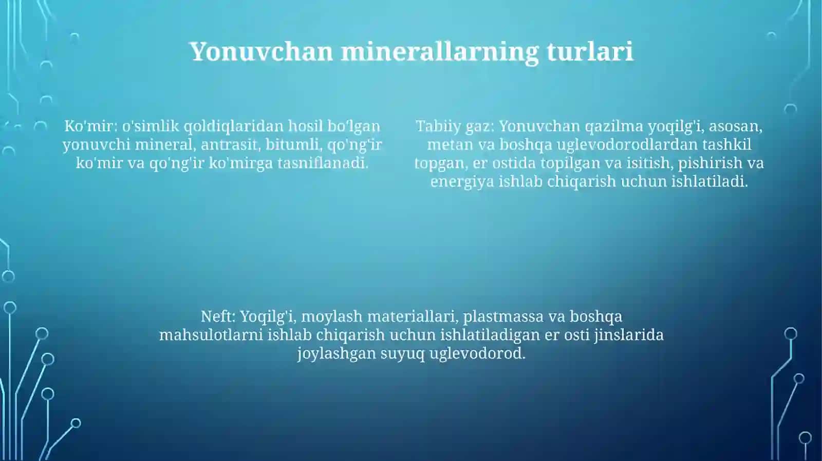 Yonuvchi Foydali Qazilmalar 3