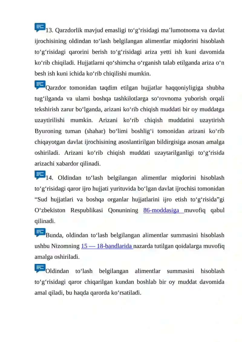 ALIMENTLARNI TO'LASH VA UNDIRISH TARTIBI 3