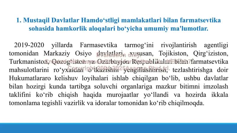 10. MDH davlatlarida farmatsiyaning rivojlanishi. Taqdimot 12 bet. 3