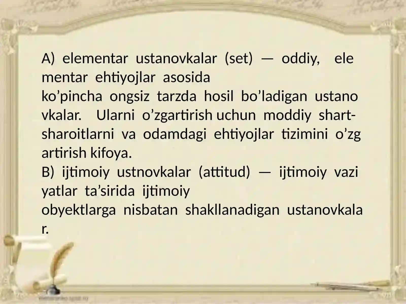 Shaxsning ijtimoiy ustanofkalari 3