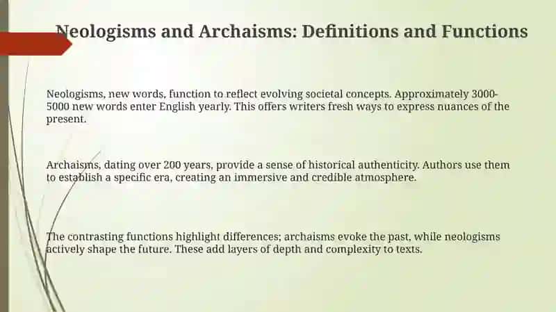 Special Literary vocabulary Neologisms Archaims 3