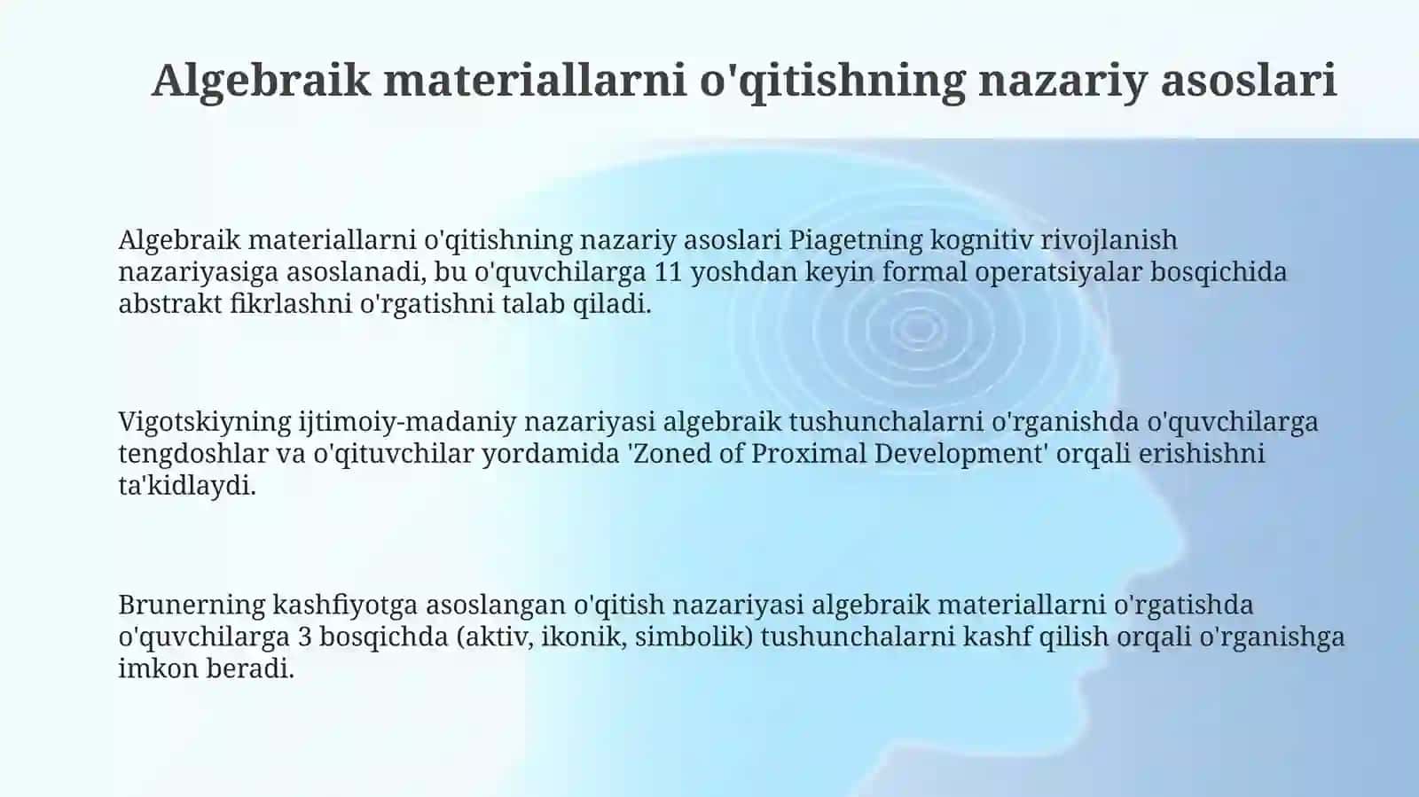 Algebraik materiallarni oʻqitish metodikasi 3