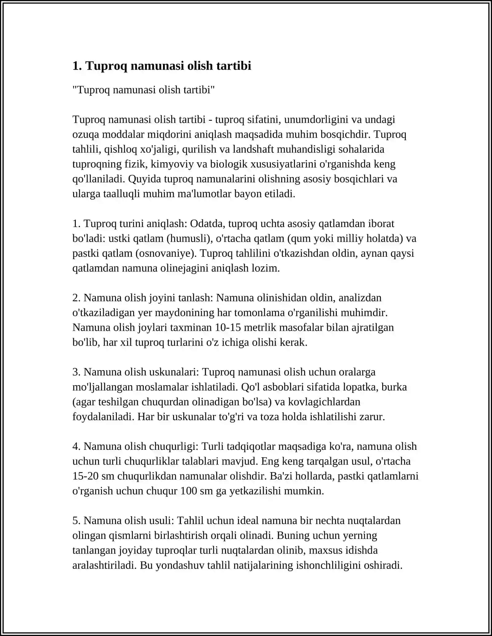 Tuproq Namunasi Olish Tartibi 3