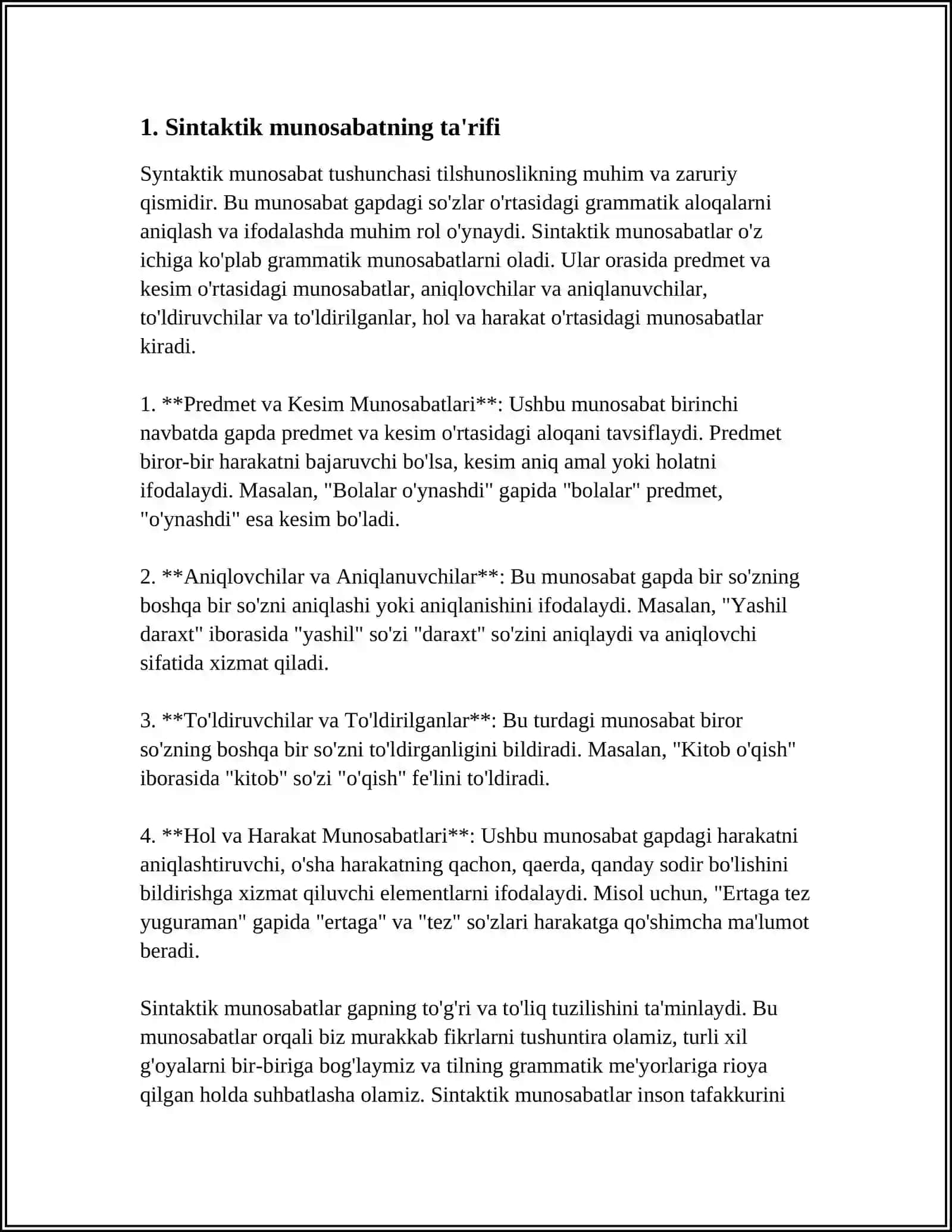 SINTAKTIK MUNOSABAT VA UNING TURLARI 3