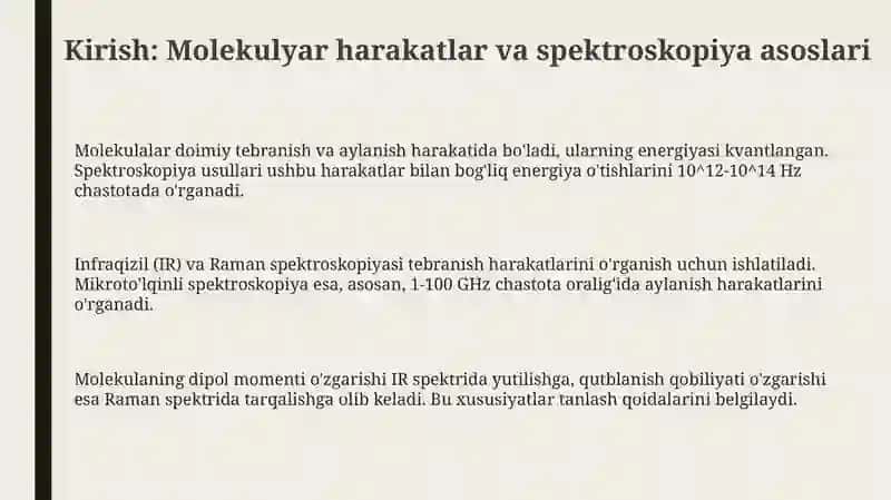 Organik molekulalarning tebranmavaaylanmaspektrlari 3