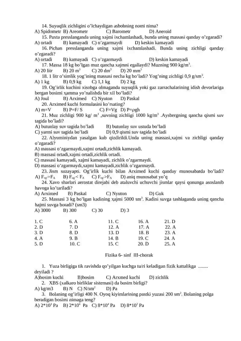 Fizika 6- sinf I-chorak 3