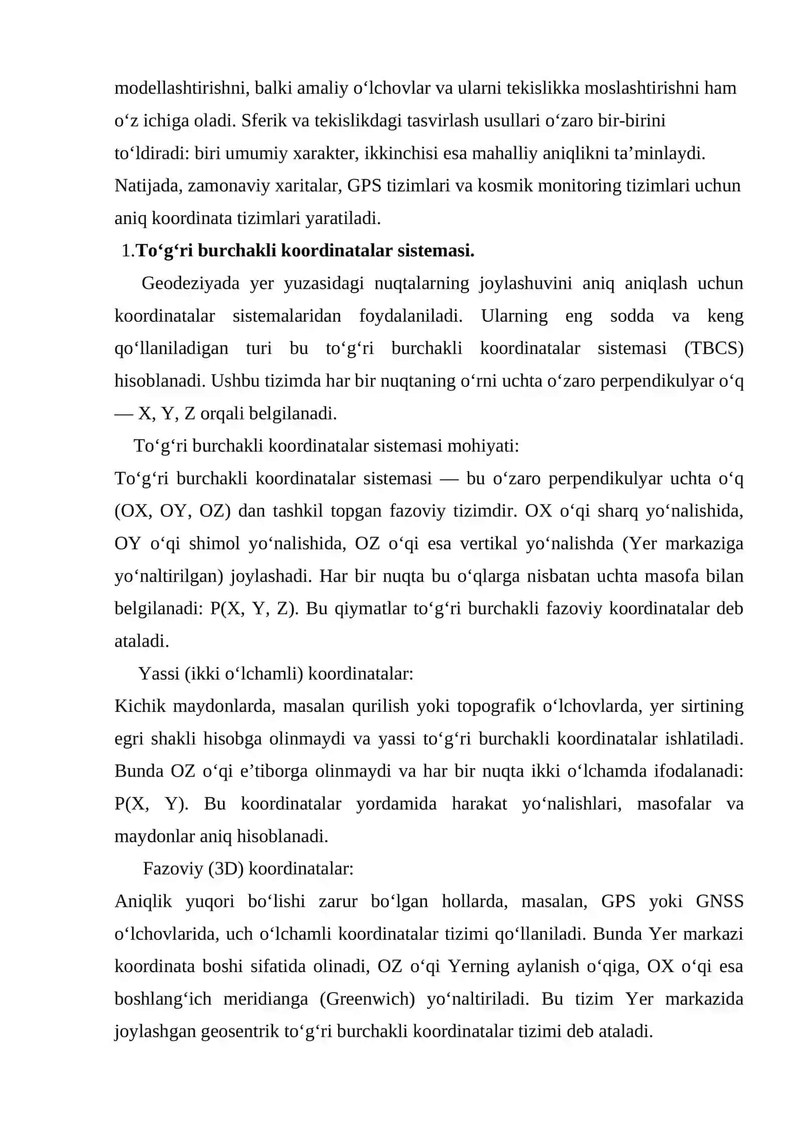 Yer yuzasini sfera va tekislikda tasvirlanishi 3
