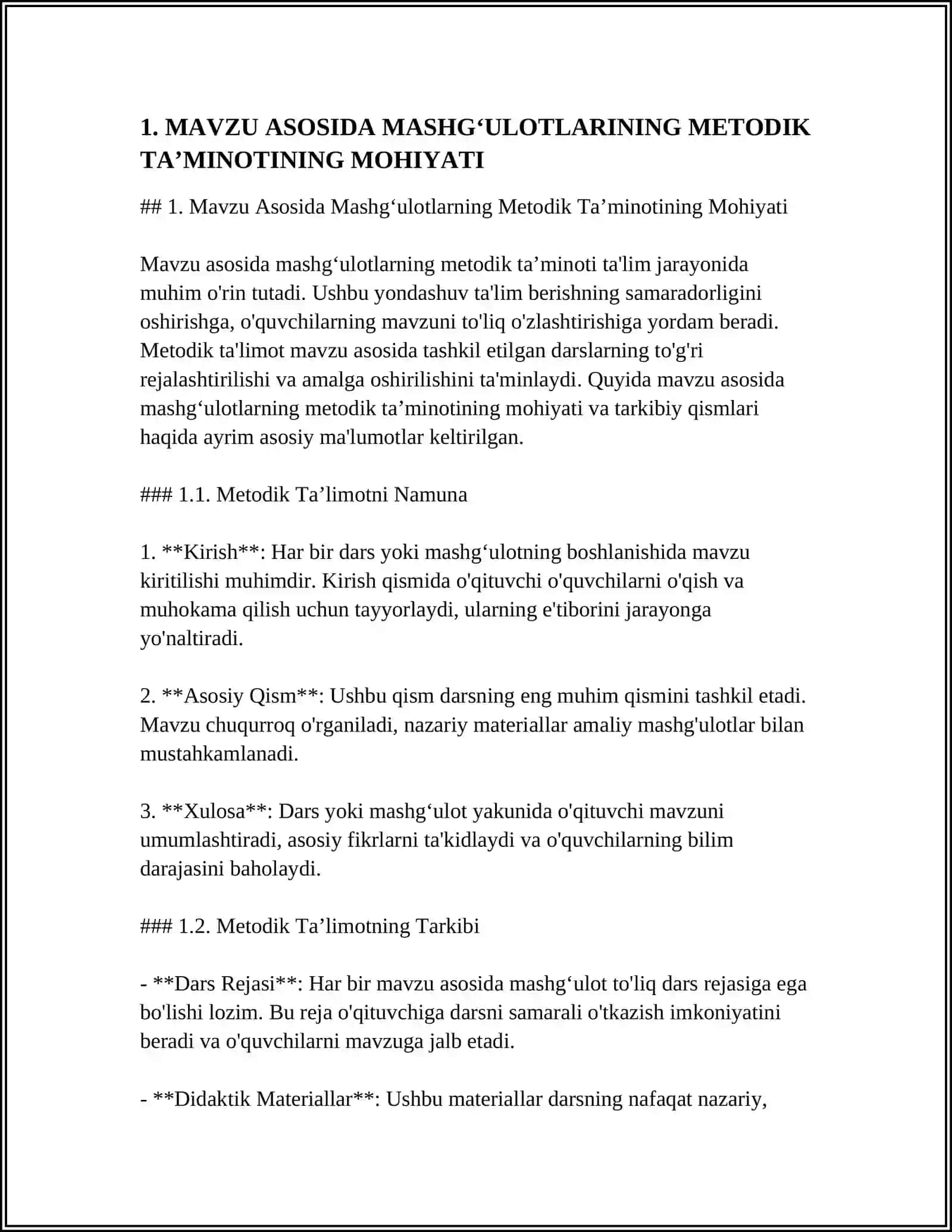 Mavzu Asosida Mashgʻulotlarning Metodik Taʼminotining Mohiyati 3
