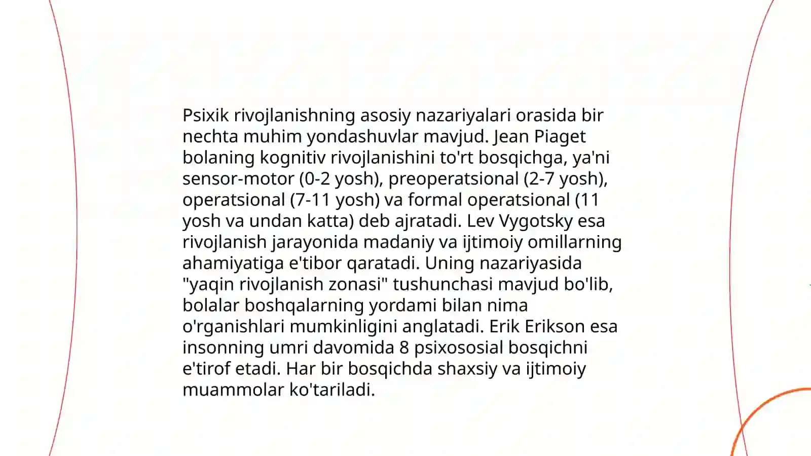 Psixik rivojlanishning asosiy qonunlari 3