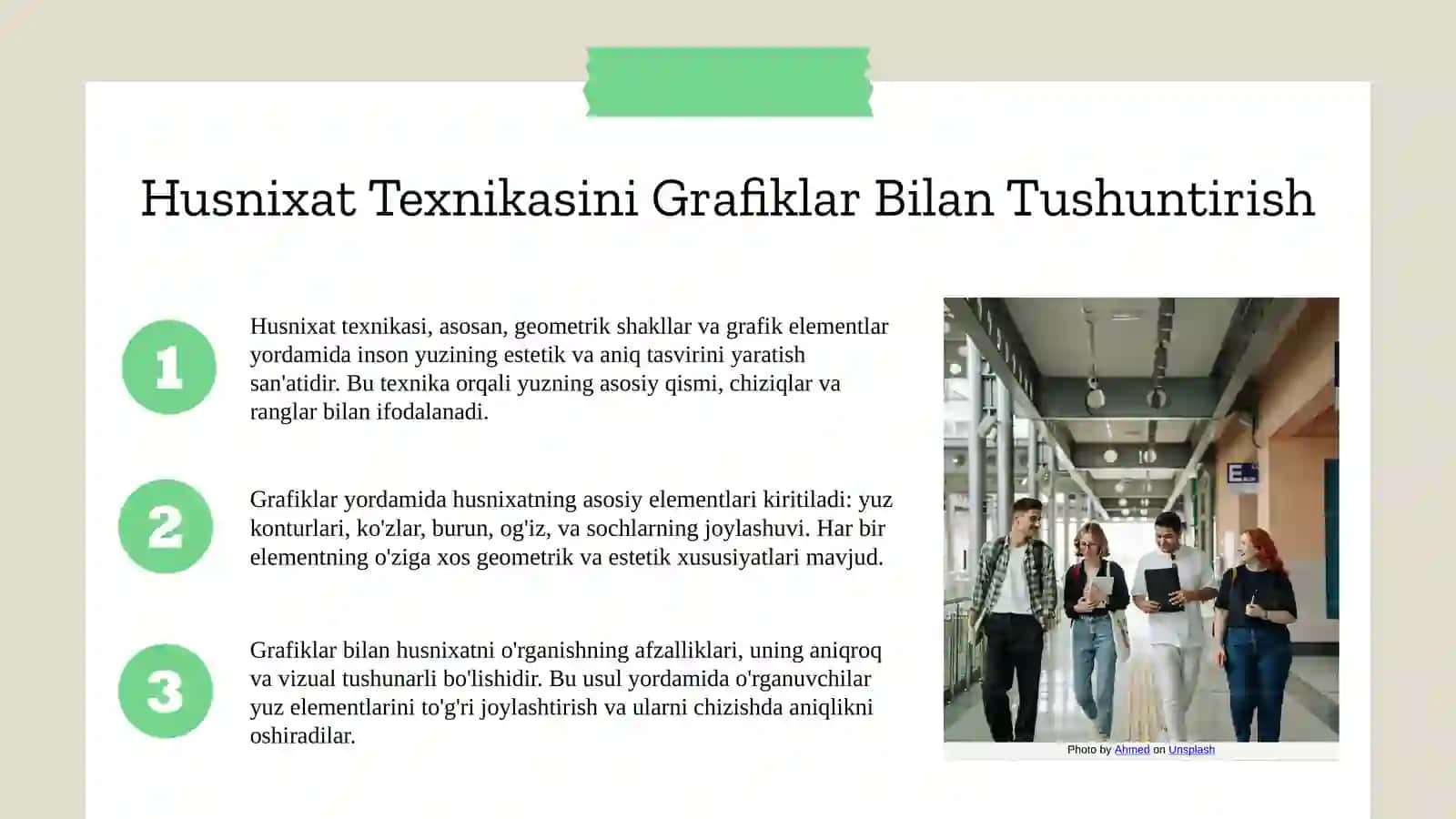 Husnixatga o'rgatishning grafik talablari 3