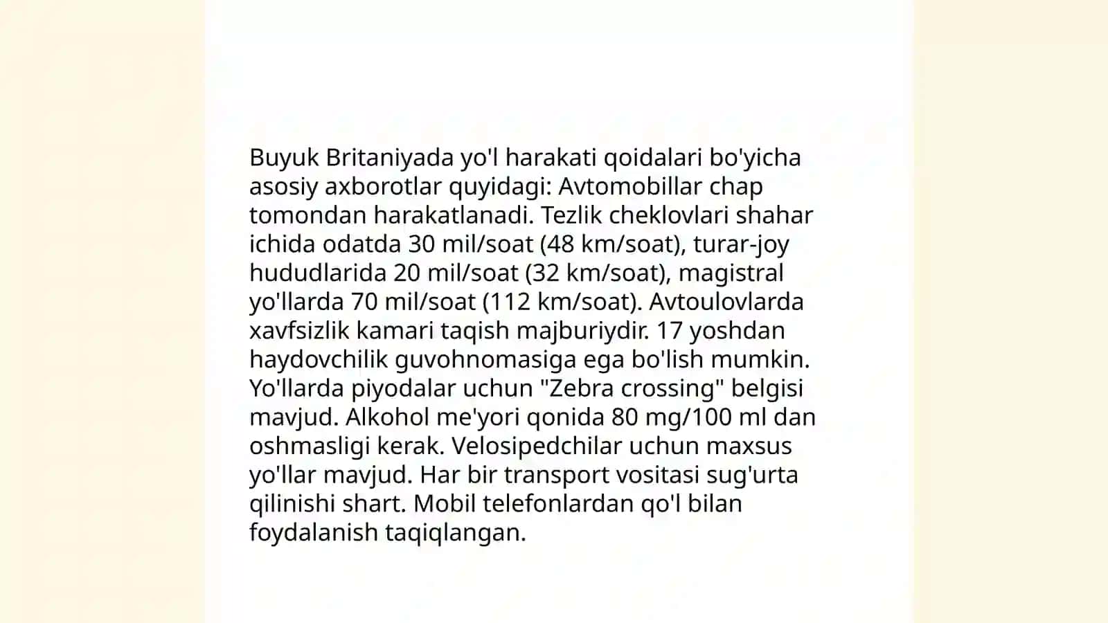 Yo'l harakati qoidalari Buyuk Britaniyada 3