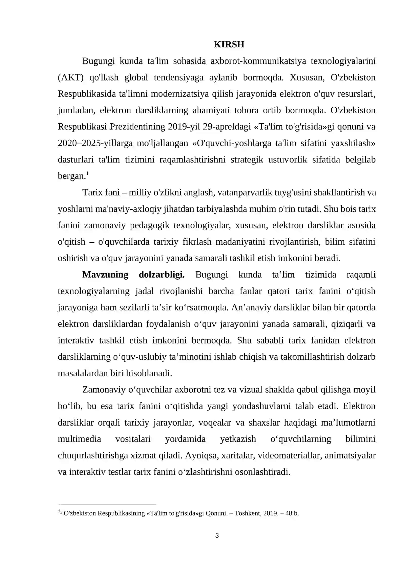 Tarix fanidan elektron darsligining o'quv uslubiy ta'minoti 3