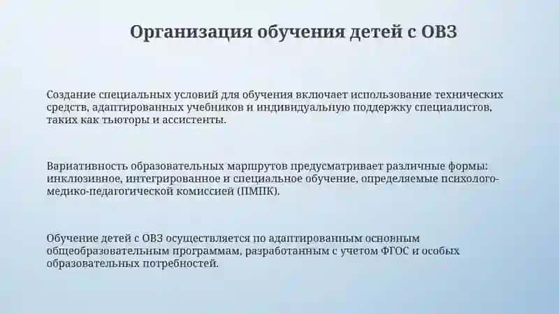 Организация обучения детей с ОВЗ 3