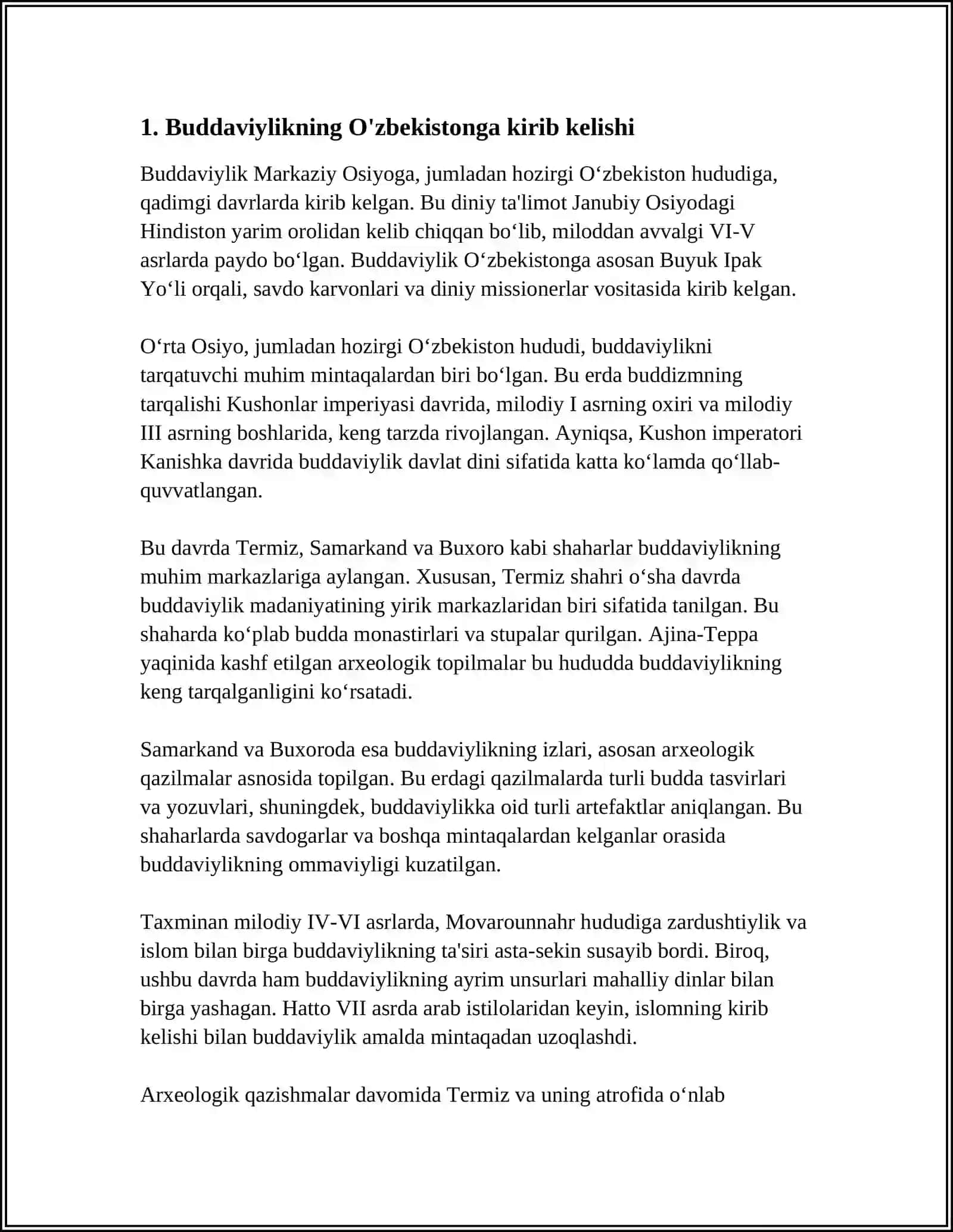 O'ZBEKISTONDA BUDDAVIYLIK DININING TARIXIY ILDIZLARI 3