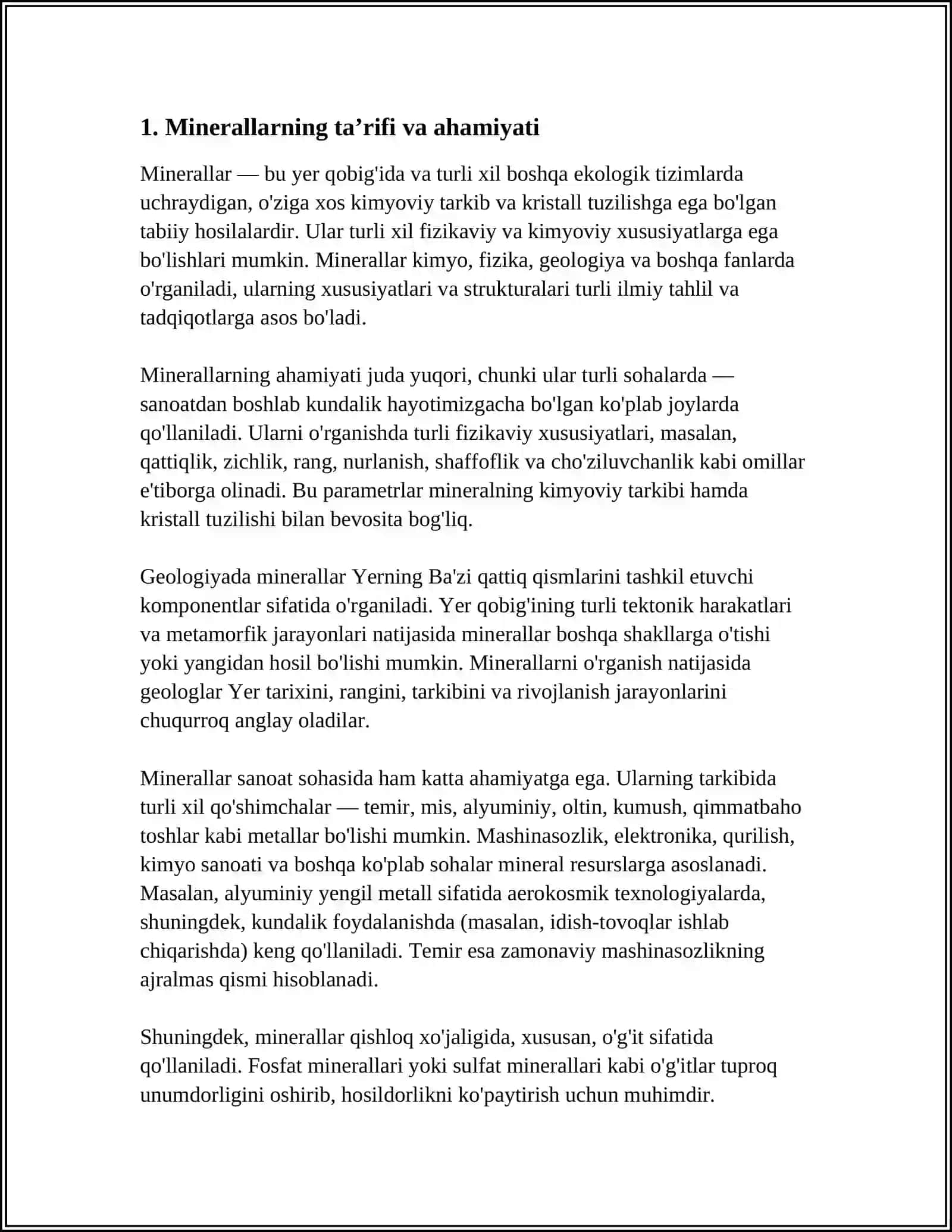 MINERALLAR HAQQINDA TÙSINIK 3