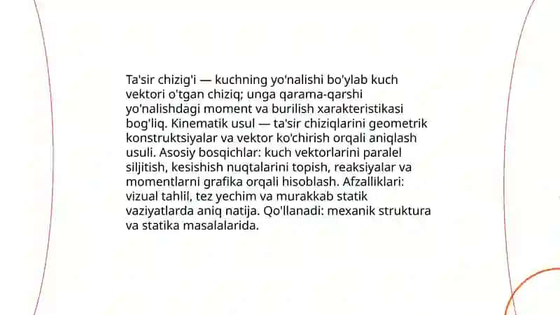 Ta'sir chiziqlarini chizishning kinematik usuli 3