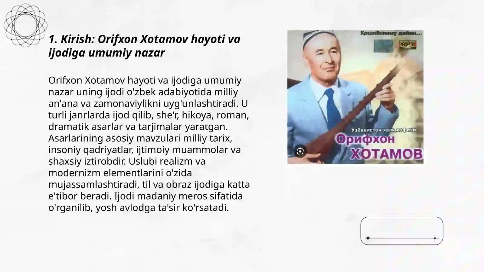 Orifxon Xotamov hayoti va ijodi 3