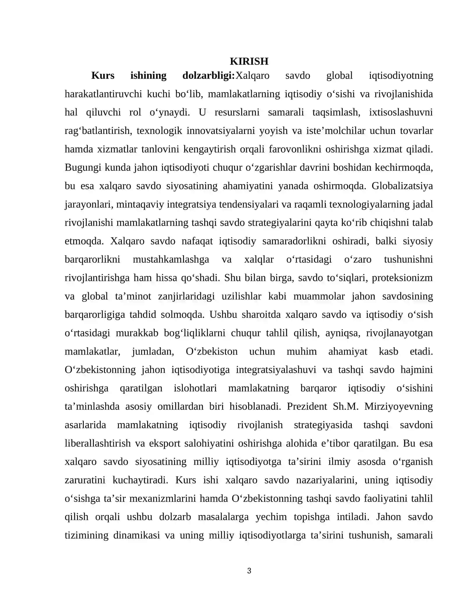 "XALQARO SAVDO VA IQTISODIY OʻSISH" 3