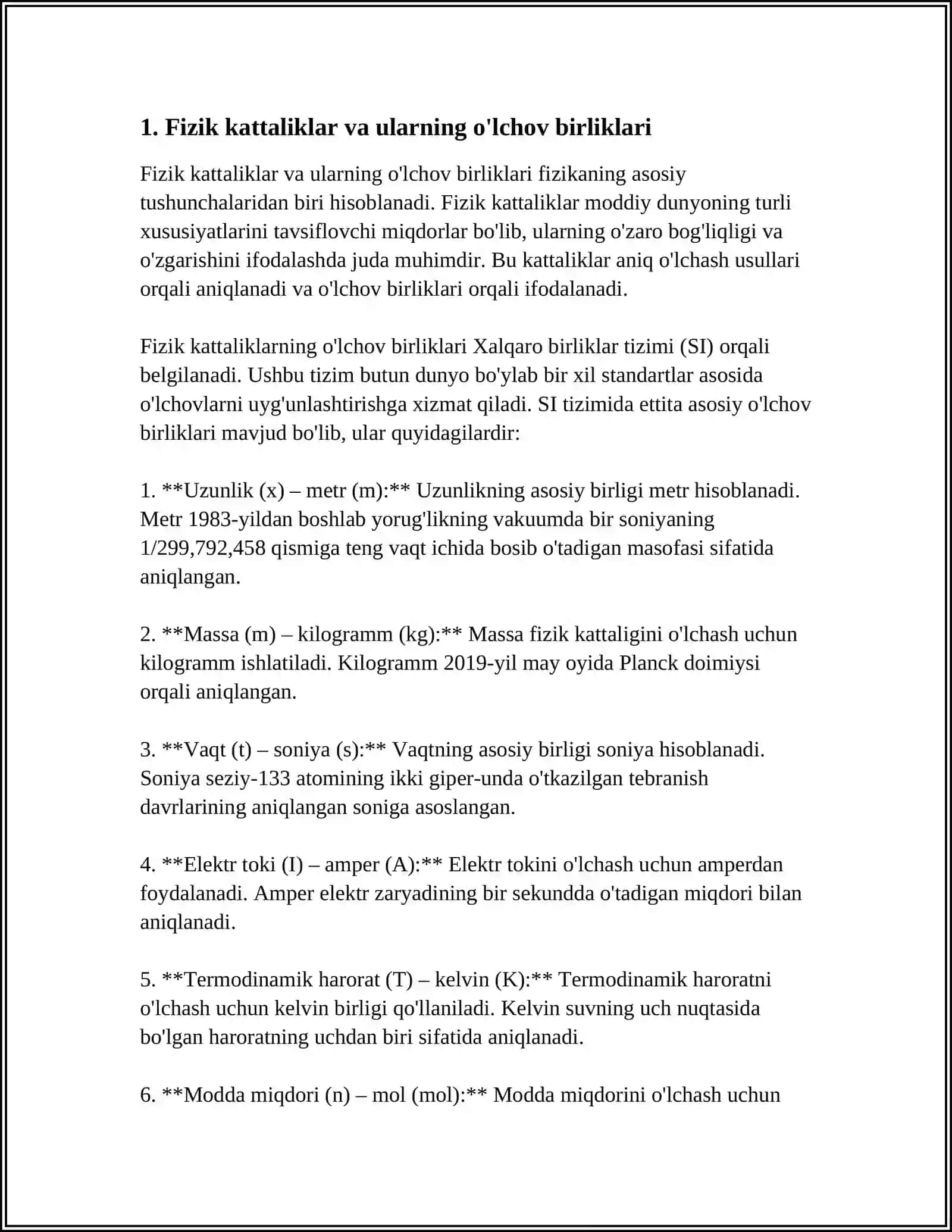 FIZIK KATTALIKLAR VA ULARNI O'LCHASH 3