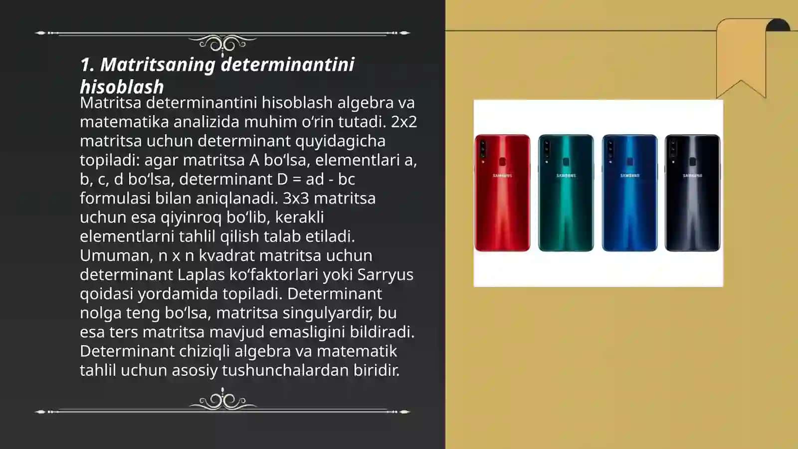 Matritsalar ustida boshqa amallar 3
