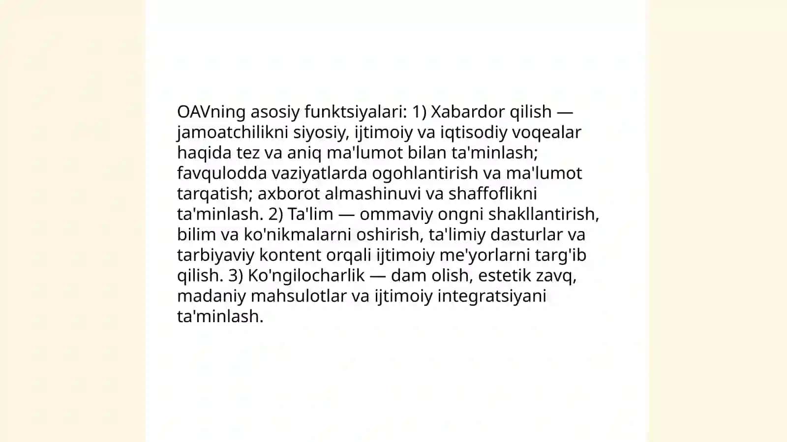 OAV va axborot tizimlarining funktsiyalari 3