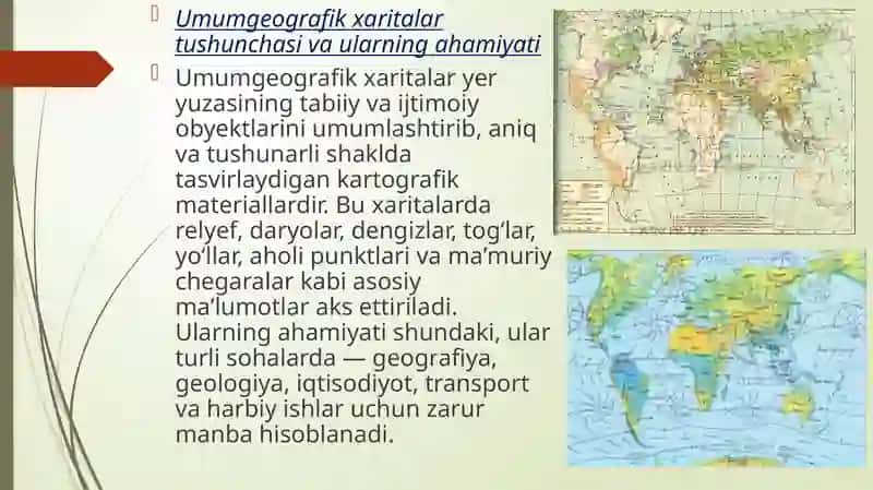 Umumgeografik xaritalarni o’rganish 3