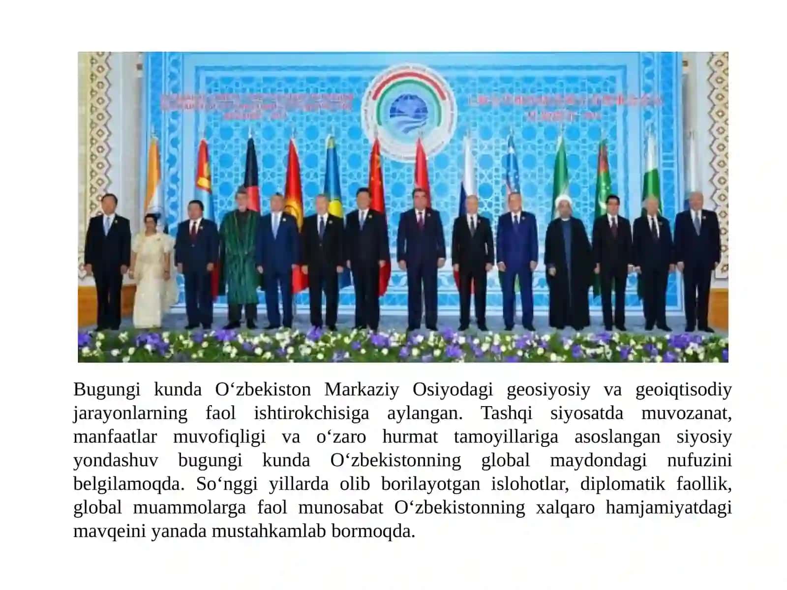 O‘ZBEKISTONNING JAHON HAMJAMIYATIDAGI O‘RNI 3